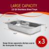 Elite Gourmet EWM-6171 Triple 3 x 2.5 Qt. Trays, Buffet Server, Food Warmer Temperature Control, Clear Slotted Lids, Perfect for Parties, Entertaining & Holidays, 7.5 Qt Total, Stainless Steel(7.5 Quart / 3 Trays)