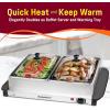 Elite Gourmet EWM-6171 Triple 3 x 2.5 Qt. Trays, Buffet Server, Food Warmer Temperature Control, Clear Slotted Lids, Perfect for Parties, Entertaining & Holidays, 7.5 Qt Total, Stainless Steel(5 Quart / 2 Trays)