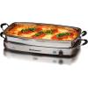 Elite Gourmet EWM-9933 Triple 3 x 2.5 Quart Trays Buffet Server 7.5 Qt Oven Safe Pan Food Warmer, Temperature Control, Clear Slotted Lids, Perfect for Parties, Entertaining & Holidays, Stainless Steel(7.5 Quart / 4 Trays)
