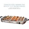 Elite Gourmet EWM-9933 Triple 3 x 2.5 Quart Trays Buffet Server 7.5 Qt Oven Safe Pan Food Warmer, Temperature Control, Clear Slotted Lids, Perfect for Parties, Entertaining & Holidays, Stainless Steel(7.5 Quart / 4 Trays)