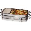 Elite Gourmet EWM-9933 Triple 3 x 2.5 Quart Trays Buffet Server 7.5 Qt Oven Safe Pan Food Warmer, Temperature Control, Clear Slotted Lids, Perfect for Parties, Entertaining & Holidays, Stainless Steel(7.5 Quart / 4 Trays)