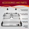 Elite Gourmet EWM-9933 Triple 3 x 2.5 Quart Trays Buffet Server 7.5 Qt Oven Safe Pan Food Warmer, Temperature Control, Clear Slotted Lids, Perfect for Parties, Entertaining & Holidays, Stainless Steel(5 Quart)