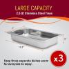 Elite Gourmet EWM-9933 Triple 3 x 2.5 Quart Trays Buffet Server 7.5 Qt Oven Safe Pan Food Warmer, Temperature Control, Clear Slotted Lids, Perfect for Parties, Entertaining & Holidays, Stainless Steel(7.5 Quart / 3 Trays)