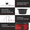 Elite Gourmet EWMST-325R Maxi-Matic Triple Slow Cooker Buffet Server Adjustable Temp Dishwasher-Safe Oval Ceramic Pots, Lid Rests, 3 x 2.5 Qt Capacity, Red(Red)