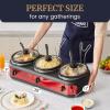 Elite Gourmet EWMST-325R Maxi-Matic Triple Slow Cooker Buffet Server Adjustable Temp Dishwasher-Safe Oval Ceramic Pots, Lid Rests, 3 x 2.5 Qt Capacity, Red(Red)