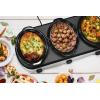 Elite Gourmet EWMST-325R Maxi-Matic Triple Slow Cooker Buffet Server Adjustable Temp Dishwasher-Safe Oval Ceramic Pots, Lid Rests, 3 x 2.5 Qt Capacity, Red(Stainless Steel)