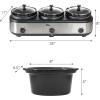 Elite Gourmet EWMST-325R Maxi-Matic Triple Slow Cooker Buffet Server Adjustable Temp Dishwasher-Safe Oval Ceramic Pots, Lid Rests, 3 x 2.5 Qt Capacity, Red(Stainless Steel)