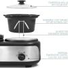 Elite Gourmet EWMST-325R Maxi-Matic Triple Slow Cooker Buffet Server Adjustable Temp Dishwasher-Safe Oval Ceramic Pots, Lid Rests, 3 x 2.5 Qt Capacity, Red(Stainless Steel)