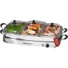 imageElite Gourmet EWM9933 Triple 3 x 25 Quart Trays Buffet Server 75 Qt Oven Safe Pan Food Warmer Temperature Control Clear Slotted Lids Perfect for Parties Entertaining amp Holidays Stainless Steel75 Quart  4 Trays
