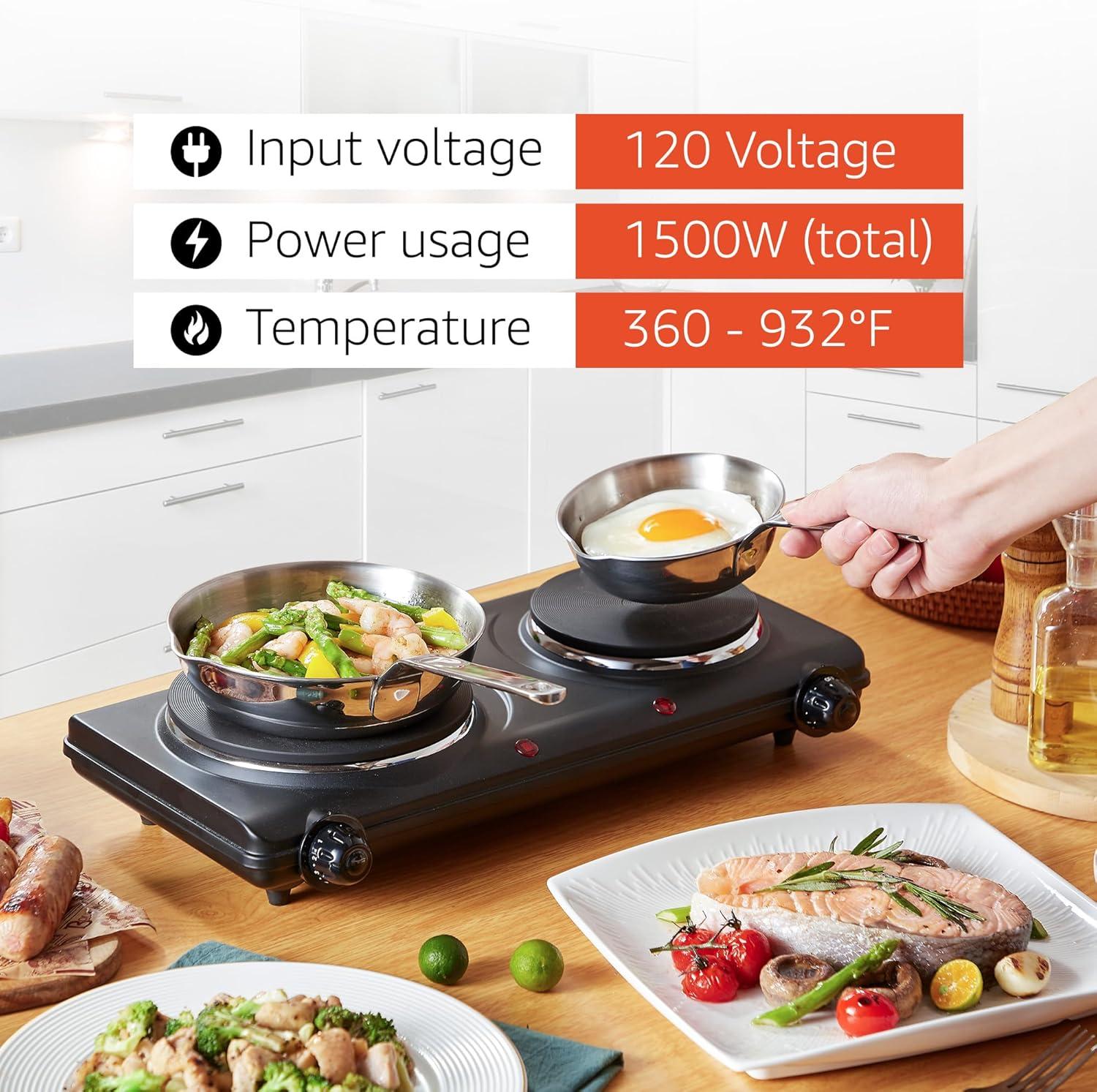 imageElite Gourmet Countertop Electric Burner 1000W Cast Iron Hot Plate 7 Heat Settings Portable Cooktop for RV Dorm Office amp Small Kitchens RoadReady amp CompactDouble Pack of 3
