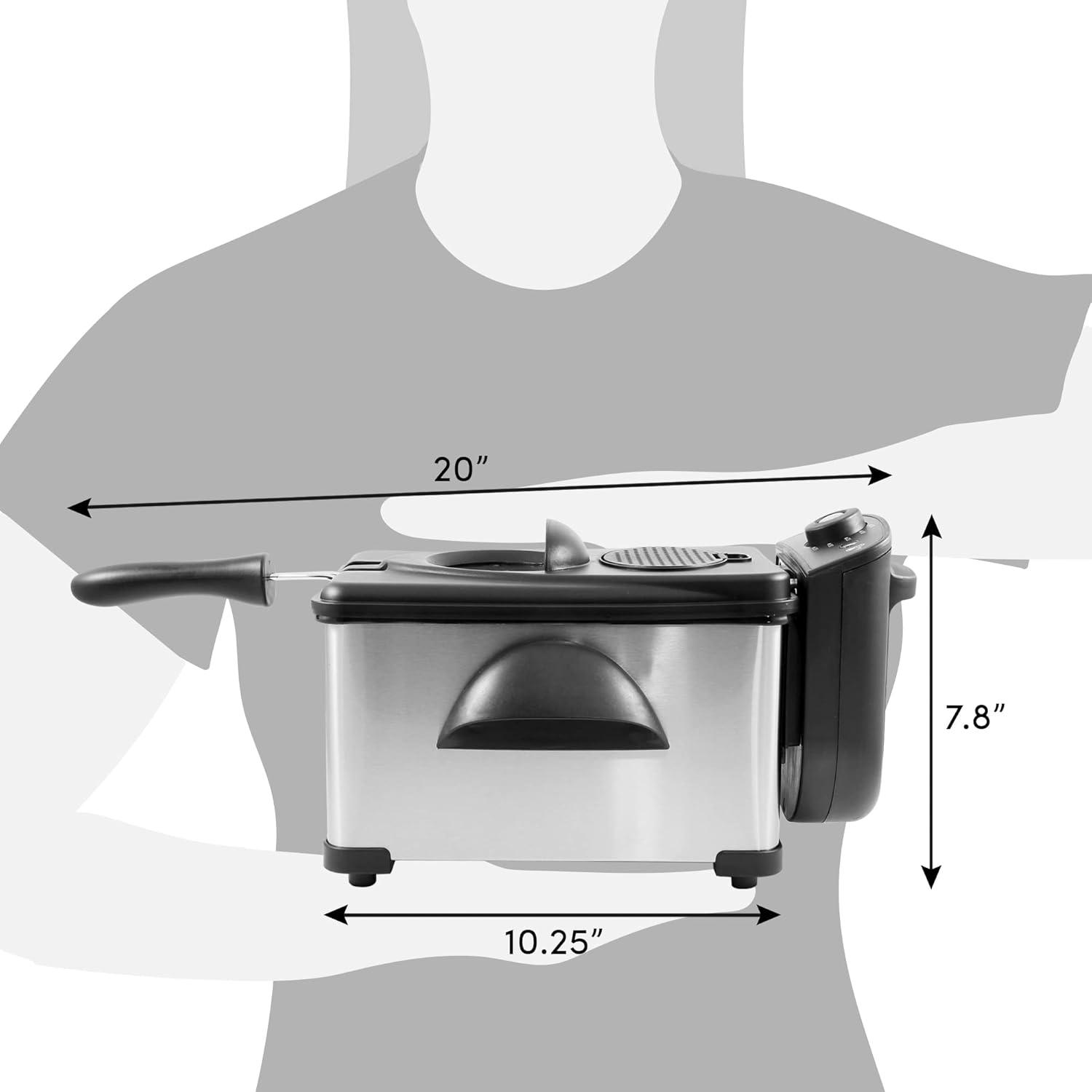 imageElite Gourmet EDF3500 Electric Immersion Deep Fryer Removable Basket Timer Control Adjustable Temperature Lid with Viewing Window and Odor Free FilterStainless Steel35 Quart 14 Cup2 Quart 82 cup