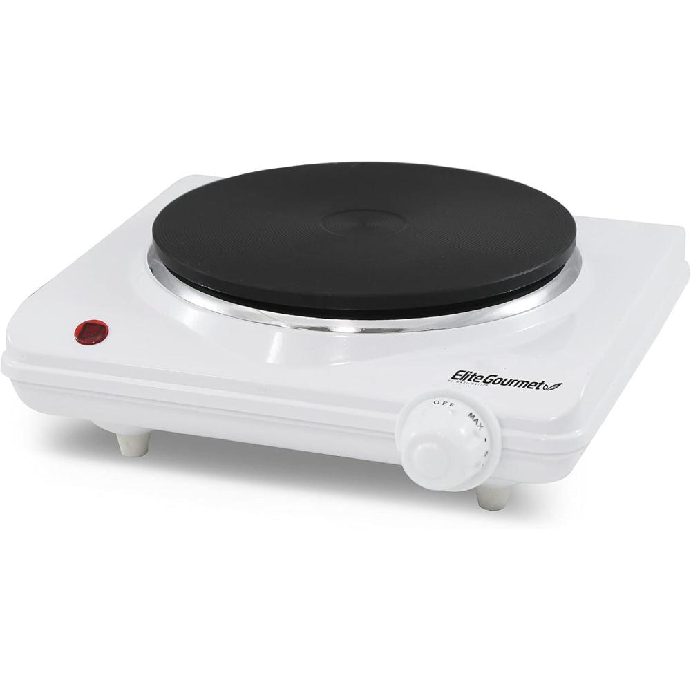 imageElite Gourmet ESB301C Countertop Single Coiled Burner 1100 Watts Electric Hot Plate Temperature Controls Power Indicator Lights Easy to Clean BlackCast Single