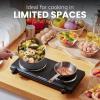 Elite Gourmet Countertop Electric Burner, 1000W Cast Iron Hot Plate, 7 Heat Settings, Portable Cooktop for RV, Dorm, Office & Small Kitchens, Road-Ready & Compact(Double (Pack of 3))