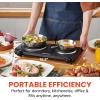 Elite Gourmet Countertop Electric Burner, 1000W Cast Iron Hot Plate, 7 Heat Settings, Portable Cooktop for RV, Dorm, Office & Small Kitchens, Road-Ready & Compact(Double)