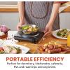 Elite Gourmet Countertop Electric Burner, 1000W Cast Iron Hot Plate, 7 Heat Settings, Portable Cooktop for RV, Dorm, Office & Small Kitchens, Road-Ready & Compact(Single)