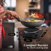 Elite Gourmet Countertop Electric Burner, 1000W Cast Iron Hot Plate, 7 Heat Settings, Portable Cooktop for RV, Dorm, Office & Small Kitchens, Road-Ready & Compact(Black)