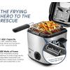 Elite Gourmet EDF-1607 800-Watt Mesh Basket 1.6 Quart / 6.5 Cup Oil Capacity, Electric Immersion Deep Fryer with Temperature Knob and Lid with View Window, stainless steel(Stainless Steel and Black)