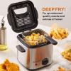 Elite Gourmet EDF-1607 800-Watt Mesh Basket 1.6 Quart / 6.5 Cup Oil Capacity, Electric Immersion Deep Fryer with Temperature Knob and Lid with View Window, stainless steel(Stainless Steel and Black)