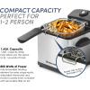 Elite Gourmet EDF-1607 800-Watt Mesh Basket 1.6 Quart / 6.5 Cup Oil Capacity, Electric Immersion Deep Fryer with Temperature Knob and Lid with View Window, stainless steel(Stainless Steel)