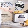 Elite Gourmet EDF-3500 Electric Immersion Deep Fryer. Removable Basket, Timer Control Adjustable Temperature, Lid with Viewing Window and Odor Free Filter,Stainless Steel,3.5 Quart / 14 Cup(2 Quart / 8.2 cup)