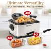 Elite Gourmet EDF-401TX 1700-Watt Triple Basket Electric Deep Fryer with Timer and Temperature Knobs and Odor Free Filter, 4.2L, 18-Cup, Black(Black)