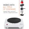 Elite Gourmet ESB301C Countertop Single Coiled Burner, 1100 Watts Electric Hot Plate, Temperature Controls, Power Indicator Lights, Easy to Clean, Black(Cast Single)