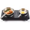 Elite Gourmet Countertop Electric Burner, 1000W Cast Iron Hot Plate, 7 Heat Settings, Portable Cooktop for RV, Dorm, Office & Small Kitchens, Road-Ready & Compact(Double)