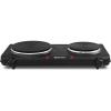 Elite Gourmet EDB-302BF Countertop Double Cast Iron Burner, 1500 Watts Electric Hot Plate, Temperature Controls, Power Indicator Lights, Easy to Clean, Black(Cast Double)