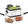 Elite Gourmet EDF-401TX 1700-Watt Triple Basket Electric Deep Fryer with Timer and Temperature Knobs and Odor Free Filter, 4.2L, 18-Cup, Black(Black)