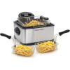 Elite Gourmet Electric Deep Fryer, 4.5 Qt Total Oil Capacity (Dual 2-Qt Split Baskets), 1700 Watts, Stainless Steel, Separates Foods for Simultaneous Cooking, Stainless Steel(Black)