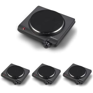 Elite Gourmet Countertop Electric Burner, 1000W Cast Iron Hot Plate, 7 Heat Settings, Portable Cooktop for RV, Dorm, Office & Small Kitchens, Road-Ready & Compact(Single (Pack of 4))