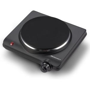 Elite Gourmet Countertop Electric Burner, 1000W Cast Iron Hot Plate, 7 Heat Settings, Portable Cooktop for RV, Dorm, Office & Small Kitchens, Road-Ready & Compact(Single)