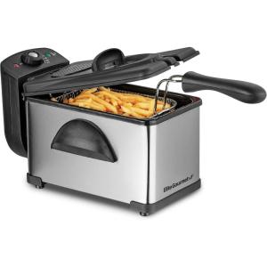 Elite Gourmet EDF-3500 Electric Immersion Deep Fryer. Removable Basket, Timer Control Adjustable Temperature, Lid with Viewing Window and Odor Free Filter,Stainless Steel,3.5 Quart / 14 Cup(2 Quart / 8.2 cup)