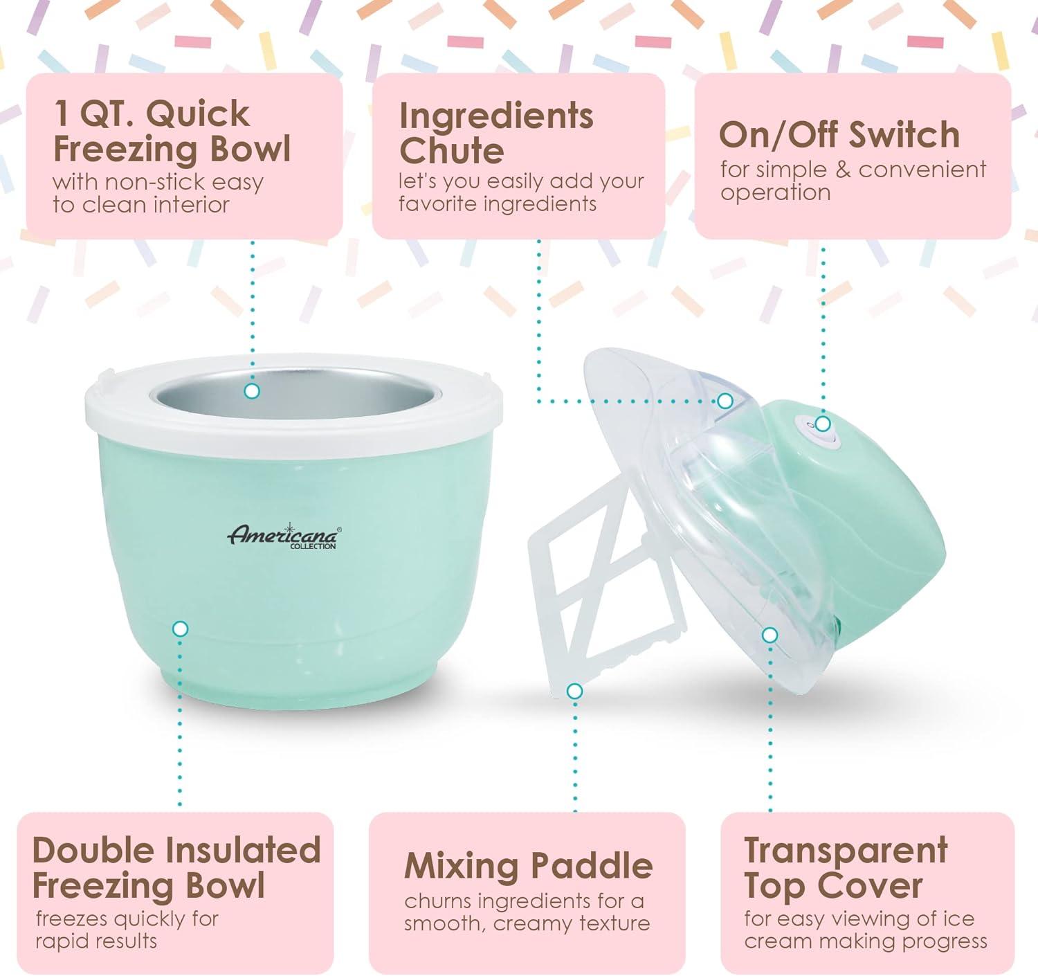 imageAmericana Collection Elite Pint Perfect EIM1205M 1 Pint Ice Cream Maker Freezing Mug Frozen Yogurt Sorbet Gelato Treat Recipes MintSpearmint