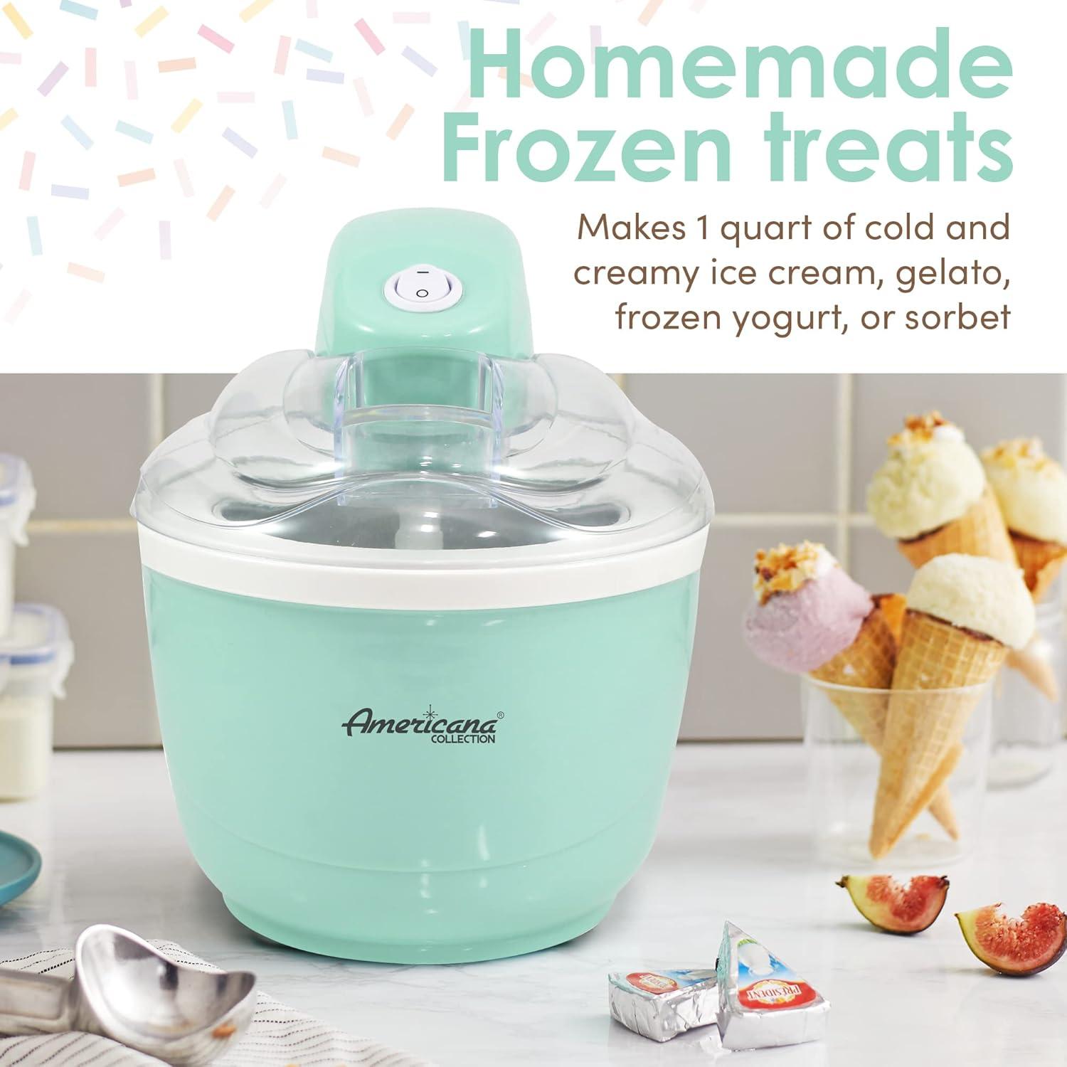 imageAmericana Collection Elite Pint Perfect EIM1205M 1 Pint Ice Cream Maker Freezing Mug Frozen Yogurt Sorbet Gelato Treat Recipes MintSpearmint