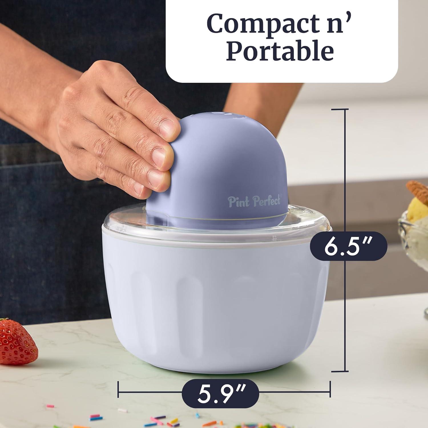 imageAmericana by Elite Pint Perfect EIM1205DB Ice Cream Maker 2 x 1 Pint Capacity Dual Freezing Mugs Frozen Yogurt Sorbet Gelato Recipes Periwinkle1 Pint