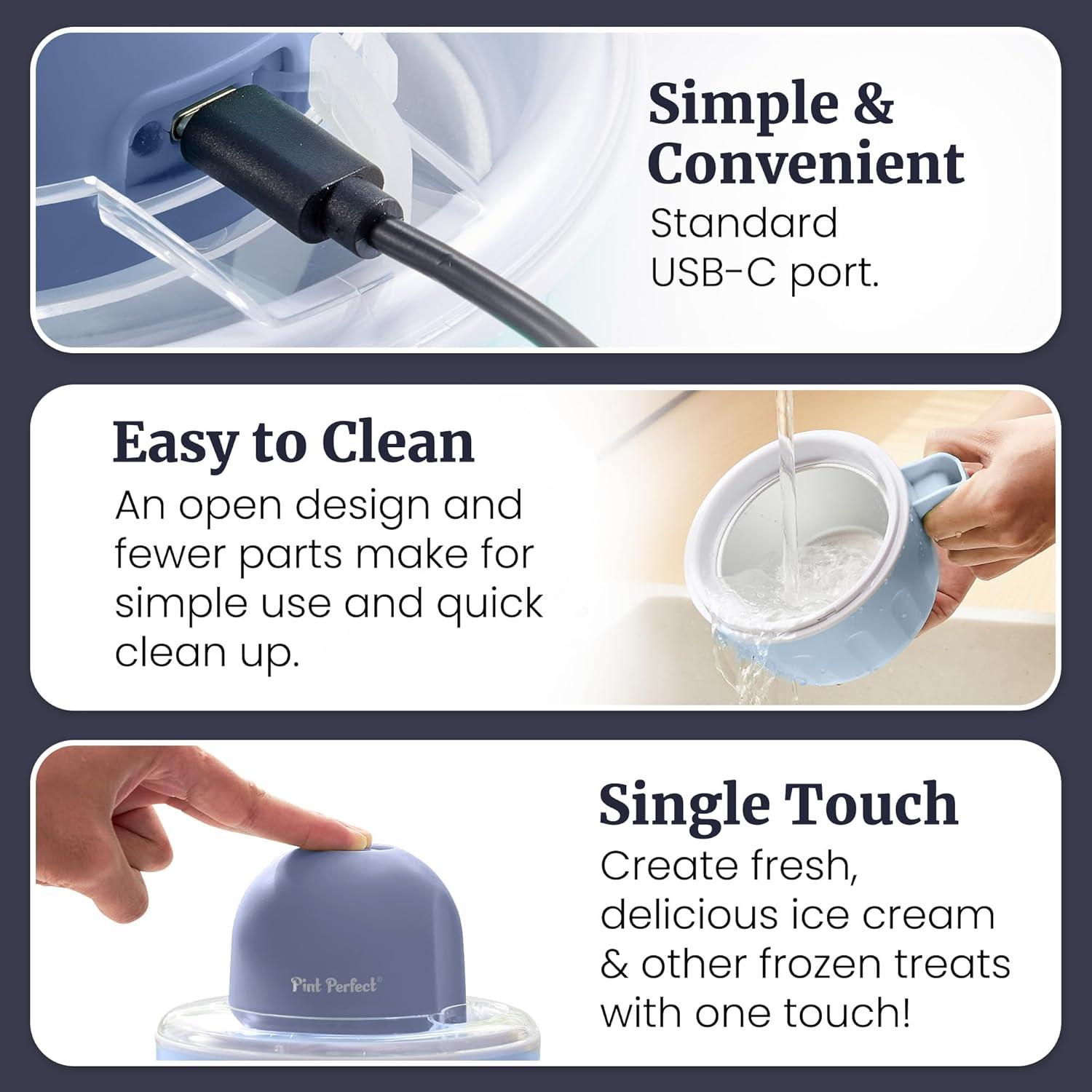 imageAmericana by Elite Pint Perfect EIM1205DB Ice Cream Maker 2 x 1 Pint Capacity Dual Freezing Mugs Frozen Yogurt Sorbet Gelato Recipes Periwinkle1 Pint