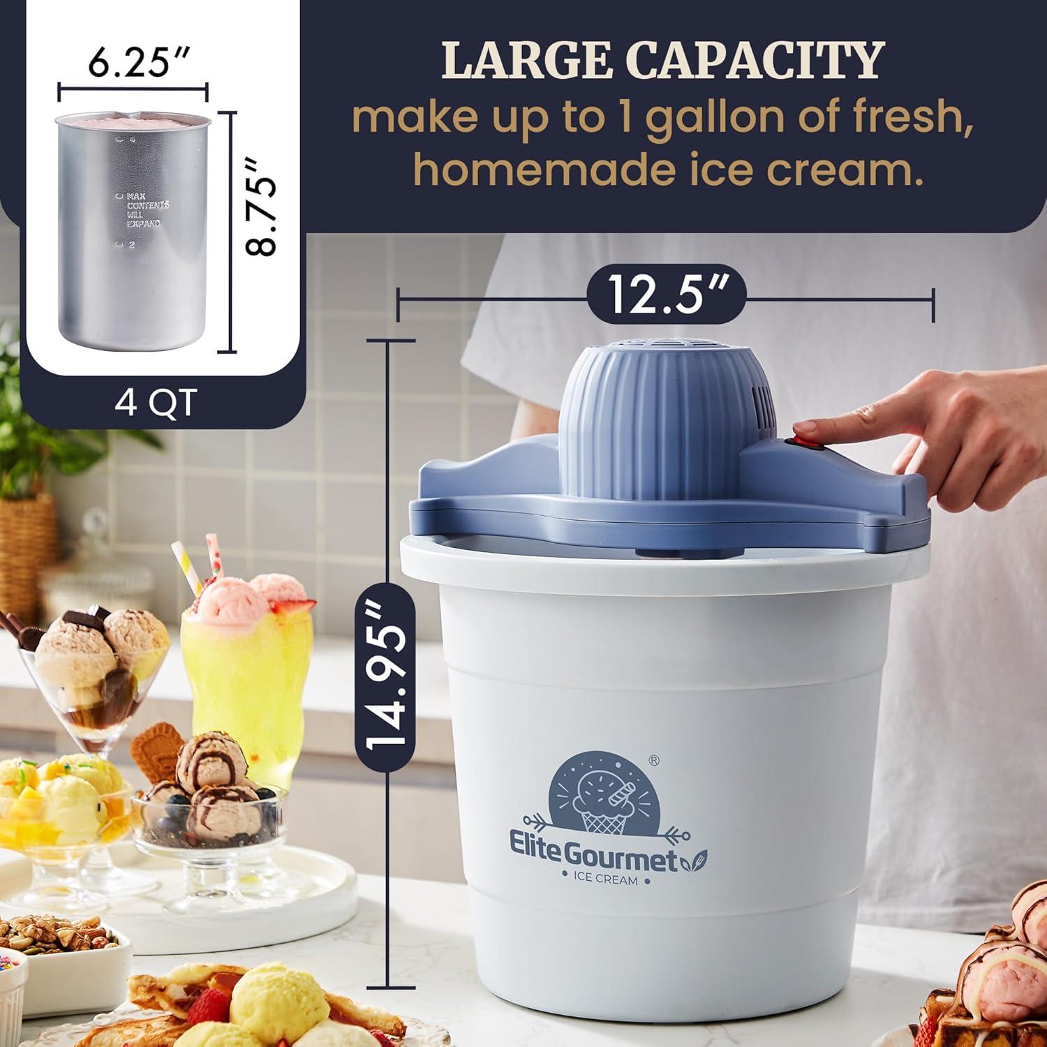 imageAmericana by Elite Pint Perfect EIM1205DB Ice Cream Maker 2 x 1 Pint Capacity Dual Freezing Mugs Frozen Yogurt Sorbet Gelato Recipes Periwinkle4 Quart