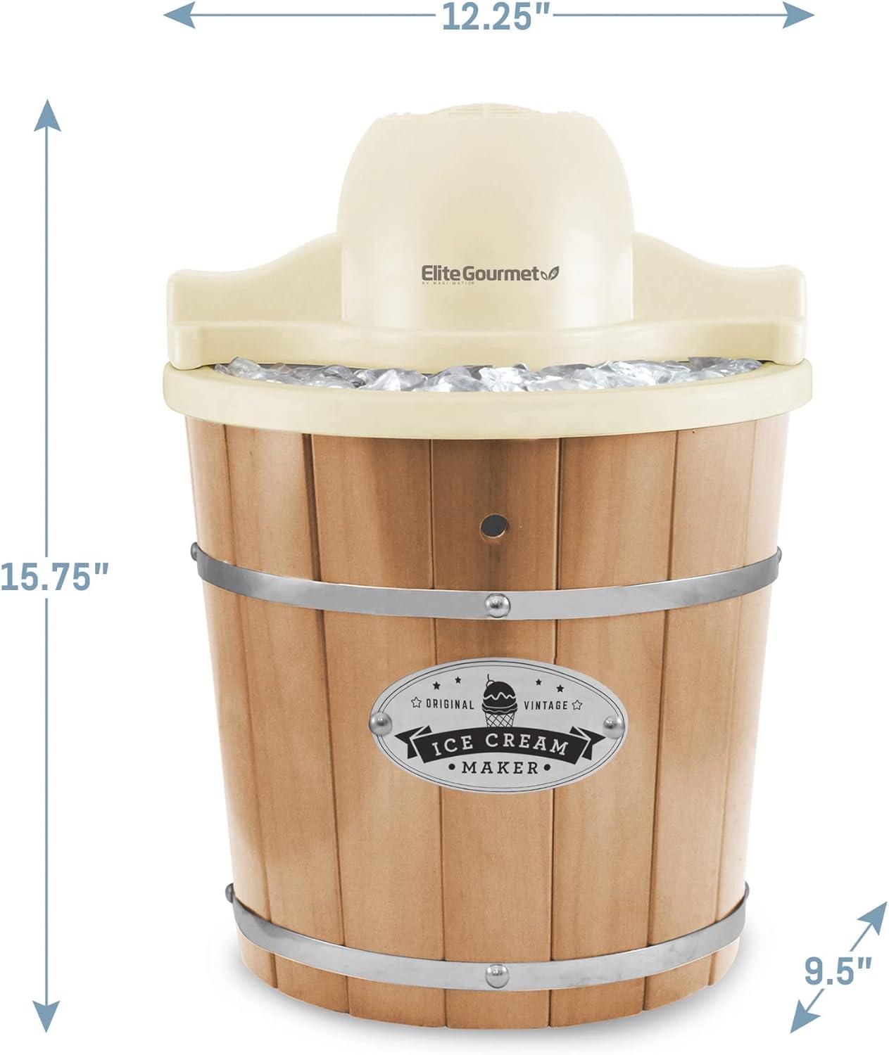 imageElite Gourmet 4Qt Electric Ice Cream Maker EIM350 Delicious Homemade Ice Cream Gelato Sorbet Frozen Yogurt 4Qt Aluminum Freezing Cannister Durable Plastic Ice Bucket Powerful 50W PeriwinkleCream
