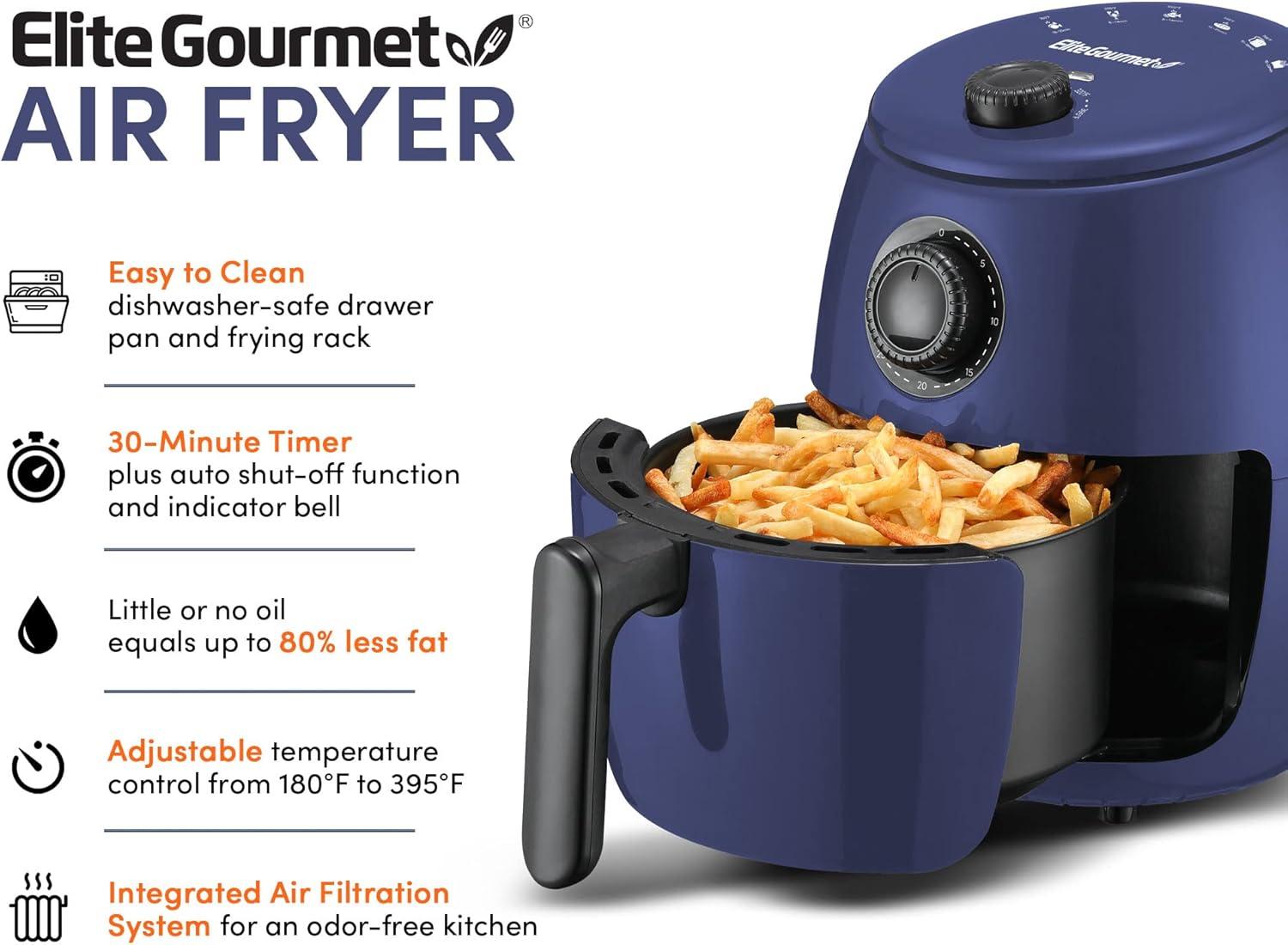 imageElite Gourmet EAF2411G Digital Indoor GrillAir Fryer Oven 11L Capacity Grill Rack 8 Presets Bake Roast Broil Dehydrate 1700Watts 25 Delicious Recipes StainlessSteelBlackBlue Gray
