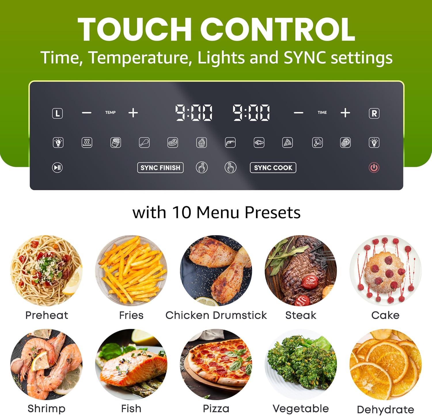 imageElite Gourmet EAF2411G Digital Indoor GrillAir Fryer Oven 11L Capacity Grill Rack 8 Presets Bake Roast Broil Dehydrate 1700Watts 25 Delicious Recipes StainlessSteelBlackBlack