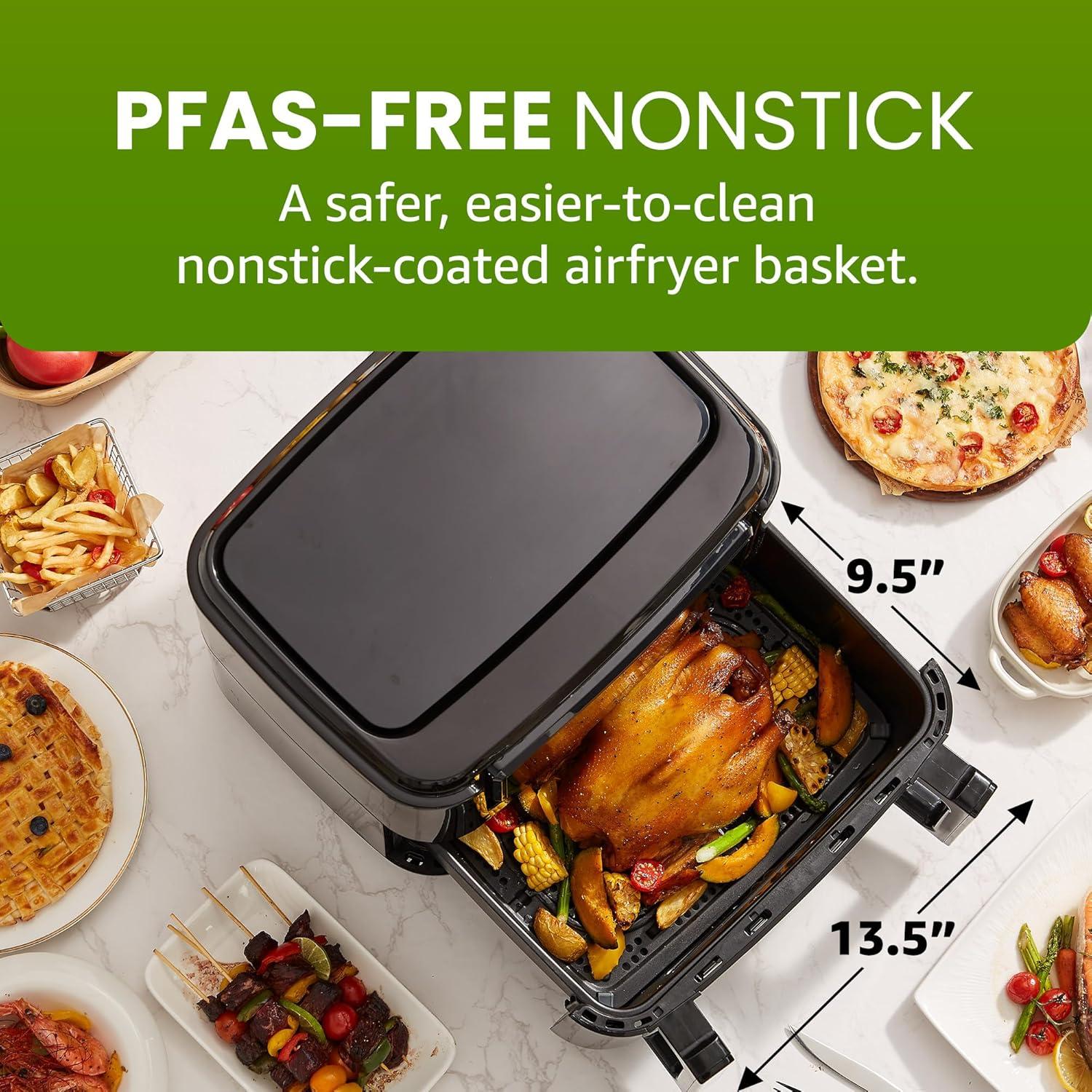 imageElite Gourmet EAF2411G Digital Indoor GrillAir Fryer Oven 11L Capacity Grill Rack 8 Presets Bake Roast Broil Dehydrate 1700Watts 25 Delicious Recipes StainlessSteelBlackBlack