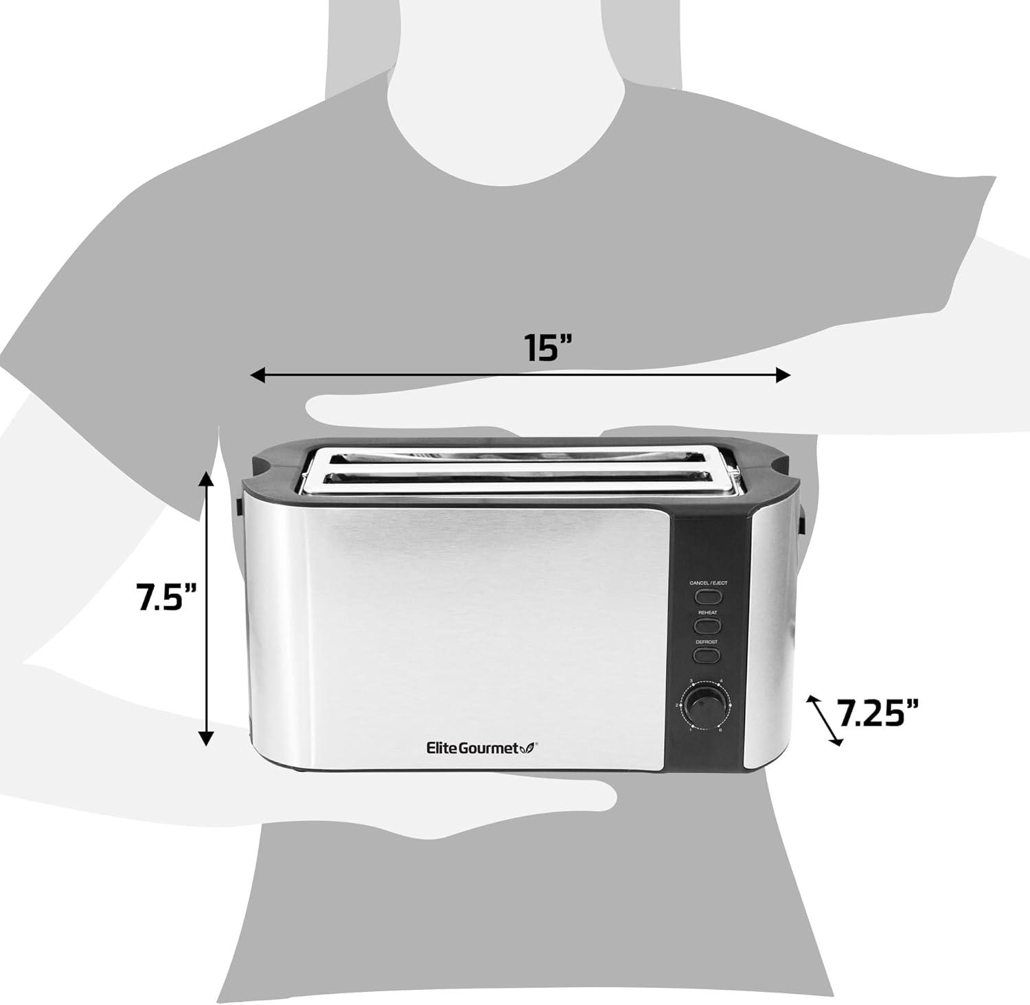 imageElite Gourmet ECT1027G CoolTouch 2 Slice Toaster 6 Toast Settings amp Cancel Function Extra Wide 125 Slots Easily Fits Breads English Muffins Bagels amp Waffles Gunmetal GrayBlack
