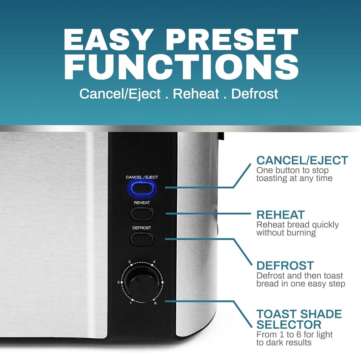 imageElite Gourmet ECT1027G CoolTouch 2 Slice Toaster 6 Toast Settings amp Cancel Function Extra Wide 125 Slots Easily Fits Breads English Muffins Bagels amp Waffles Gunmetal GrayBlack