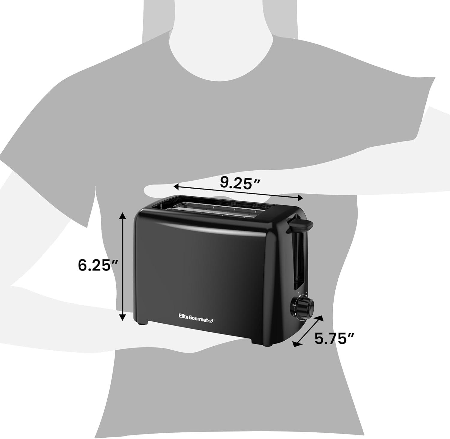 imageElite Gourmet ECT1027G CoolTouch 2 Slice Toaster 6 Toast Settings amp Cancel Function Extra Wide 125 Slots Easily Fits Breads English Muffins Bagels amp Waffles Gunmetal GrayBlack