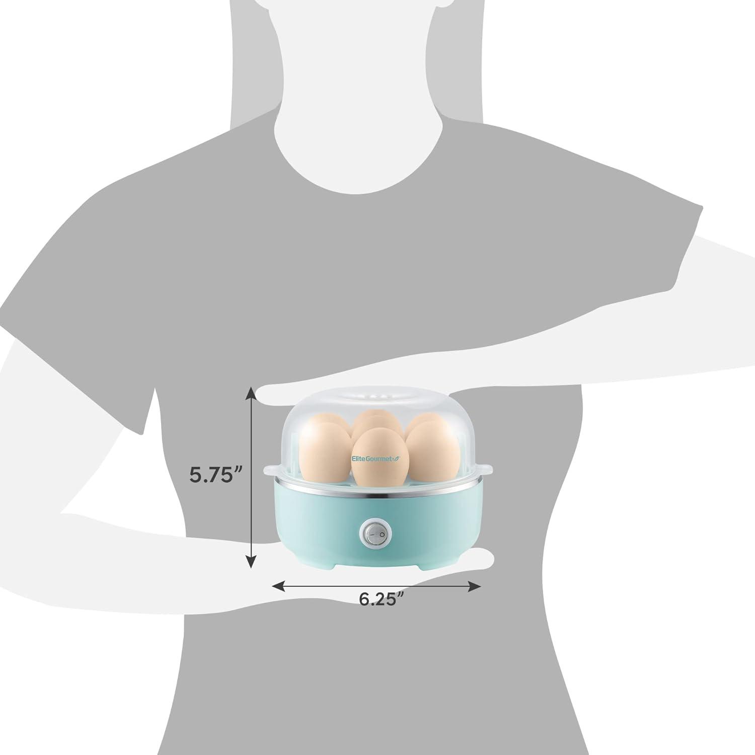imageElite Gourmet EGC1215B Easy Egg Cooker Stainlesssteel Heating Plate TwoTiered 14Egg Capacity Soft Medium HardBoiled Auto ShutOff Omelets Poached Eggs Measuring Cup Piercing Pin BlackRetro Mint