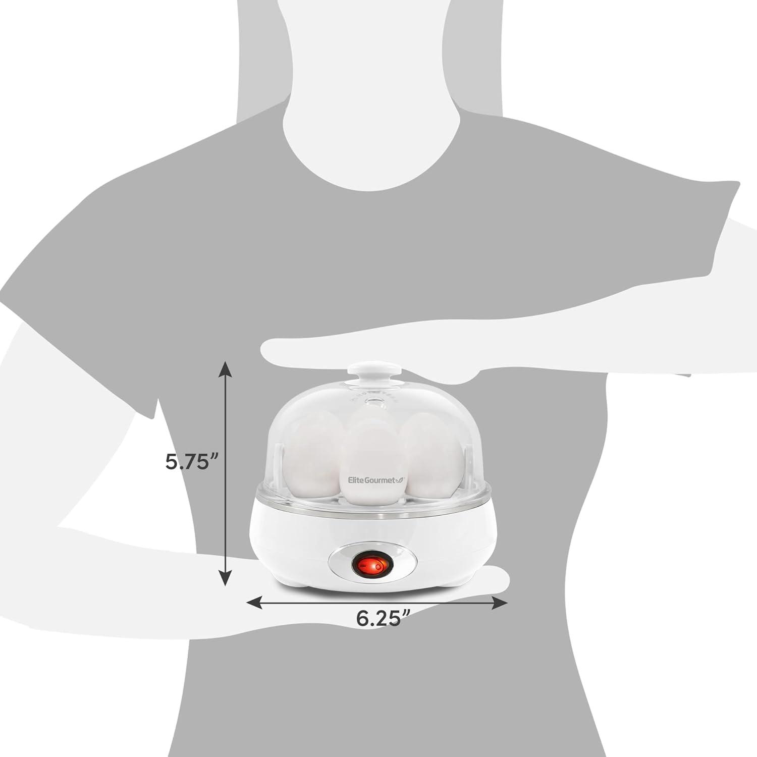 imageElite Gourmet EGC1215B Easy Egg Cooker Stainlesssteel Heating Plate TwoTiered 14Egg Capacity Soft Medium HardBoiled Auto ShutOff Omelets Poached Eggs Measuring Cup Piercing Pin BlackClassic White