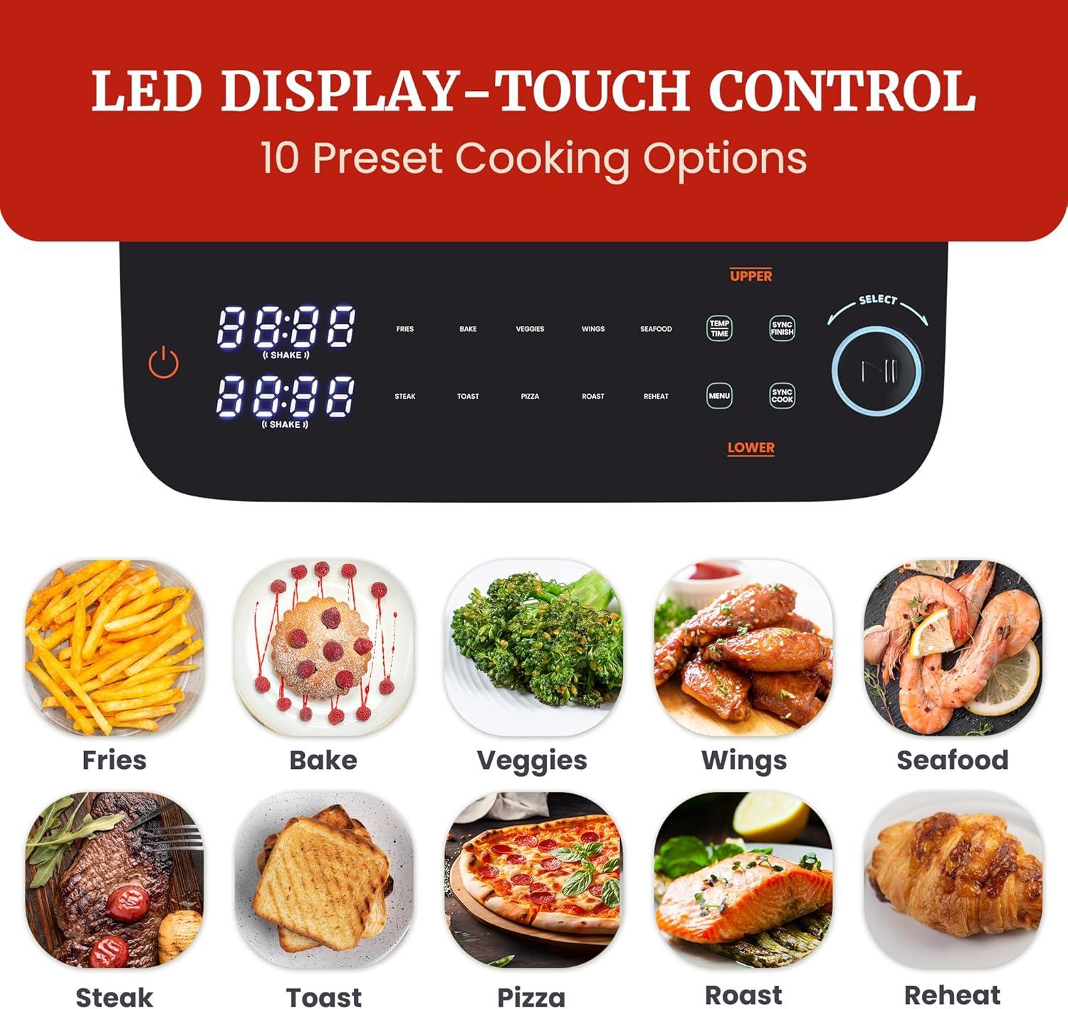 imageElite Gourmet Glass Air Fryer 24 Qt Compact Size for 12 People PFASFree Ceramic amp Glass Basket Visible Cooking Adjustable Temp 175400F 1150W Black105 Quart