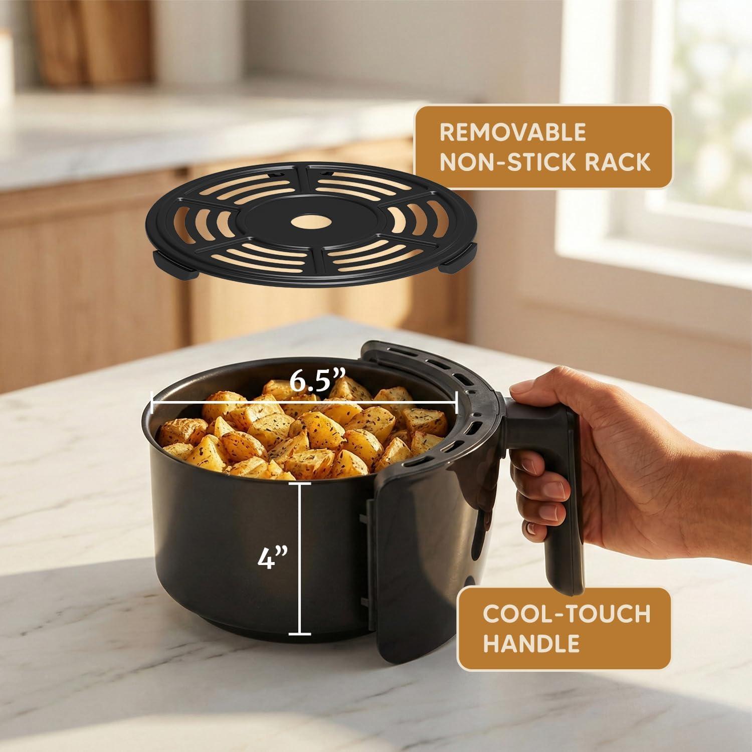imageElite Gourmet Glass Air Fryer 24 Qt Compact Size for 12 People PFASFree Ceramic amp Glass Basket Visible Cooking Adjustable Temp 175400F 1150W Black21 Quart
