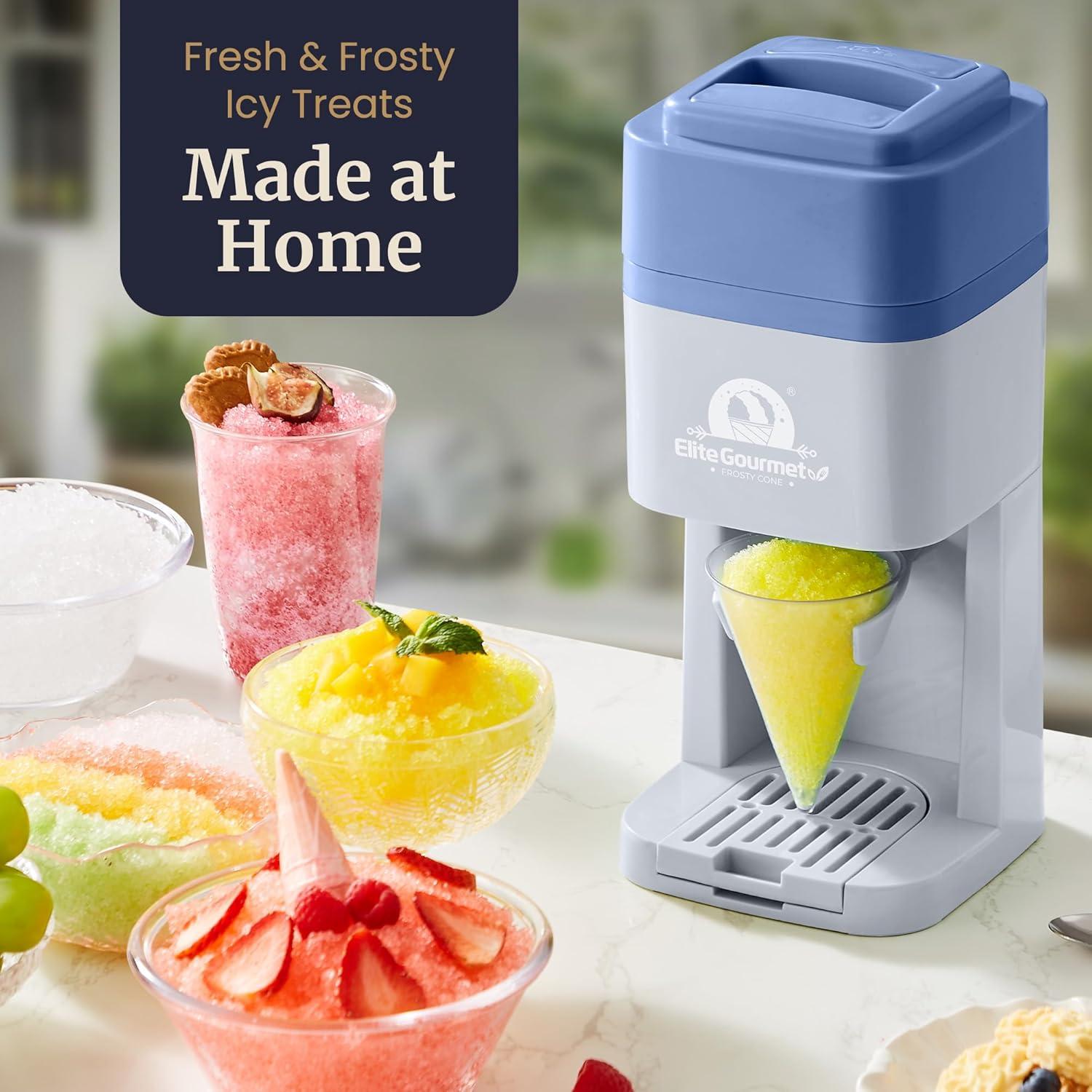 imageElite Gourmet Snow Cone amp Shaved Ice Maker ESI2215P Refreshing Slushies Margaritas Boba Drinks Snow Cone amp Holder and Ice Mold Use Cubed amp Bagged Ice Stainless Steel Shaving Blade PeriwinklePeriwinkle